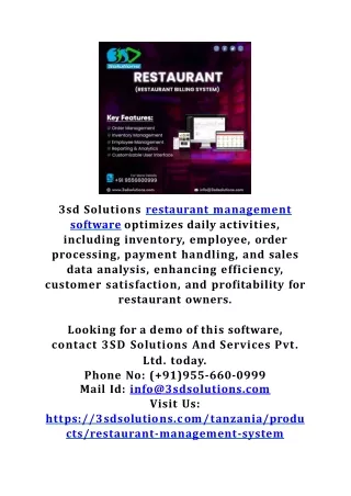 Software Requirements for Restaurant Management System