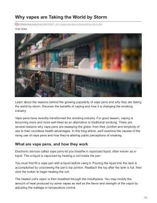 chatterchat.com-Why vapes are Taking the World by Storm