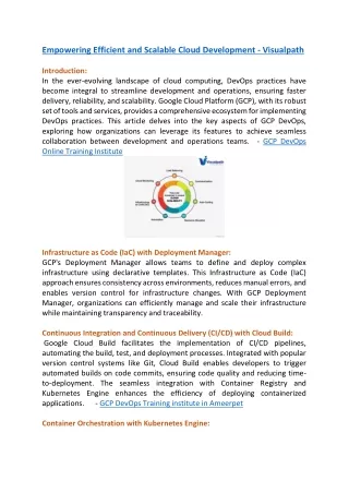 GCP DevOps Training institute in Ameerpet - Visualpath