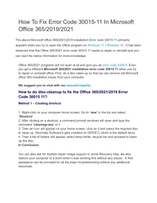 How To Fix Error Code 30015-11 In Microsoft Office 365_2019_2021