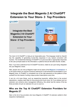 Top 3 Magento 2 Marketplace ChatGPT AI Extensions