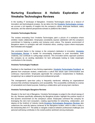 Nurturing Excellence_ A Holistic Exploration of Vmoksha Technologies Reviews