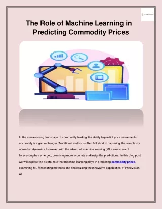 The Role of Machine Learning in Predicting Commodity Prices
