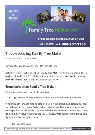 Family Tree Maker Troubleshooting