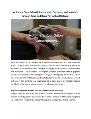 Automate Your Salon Subscriptions_ Pay safely and securely through Zoho and RazorPay within MioSalon