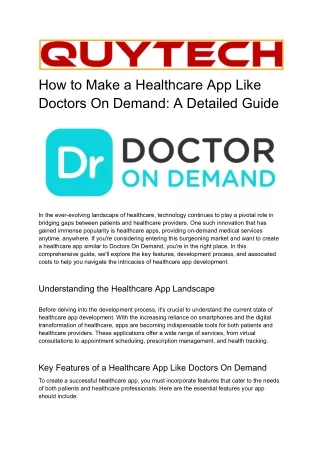 How to Make a Healthcare App Like Doctors On Demand A Detailed Guide