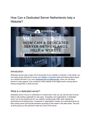 How can a dedicated server Netherlands help a website