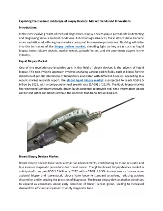 Biopsy Devices Market Research Reports