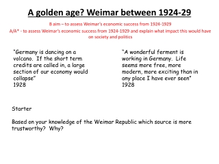 A golden age? Weimar between 1924-29