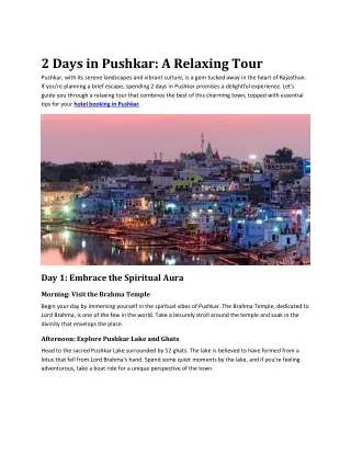 2 Days in Pushkar