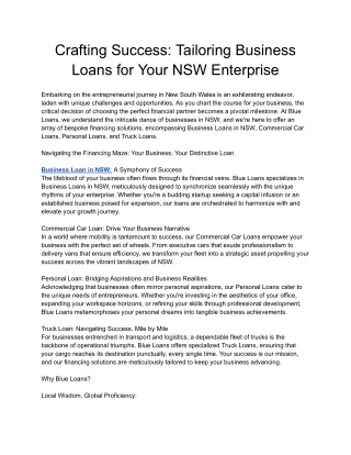 Business Loan in NSW