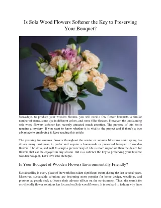 Is Sola Wood Flowers Softener the Key to Preserving Your Bouquet