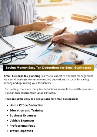 Saving Money: Easy Tax Deductions for Small Businesses