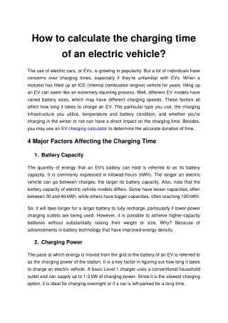 How to calculate the charging time of an electric vehicle