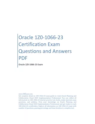 Oracle 1Z0-1066-23 Certification Exam Questions and Answers PDF