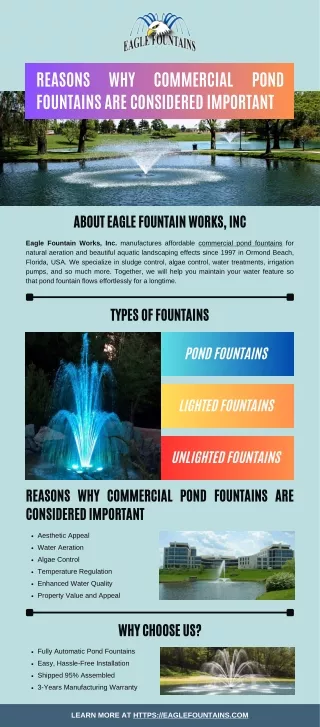 Reasons Why Commercial Pond Fountains are Considered Important