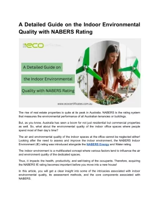 A Detailed Guide on the Indoor Environmental Quality with NABERS Rating