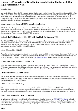 Unlock the Prospective of GSA Online Search Engine Ranker with Our High-Performa