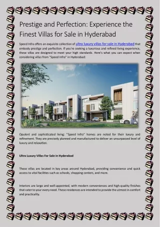 Prestige and Perfection Experience the Finest Villas for Sale in Hyderabad