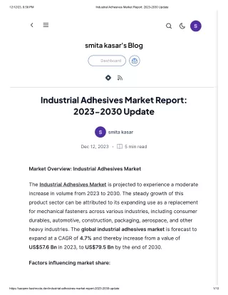 Industrial Adhesives Market Report: 2023-2030 Update