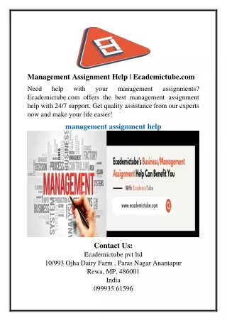 Management Assignment Help | Ecademictube.com