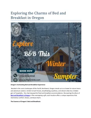 The Essence of Hospitality: Bed and Breakfasts in Oregon