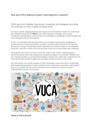 How does VUCA influence leader