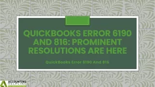 Some Easiest methods to fix QuickBooks Error 6190 And 816