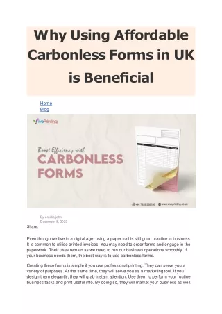 Why Using Affordable Carbonless Forms in UK is Beneficial