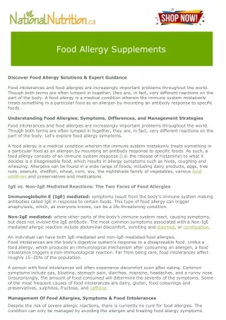 Food Allergy Supplementss