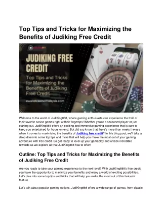 Top Tips and Tricks for Maximizing the Benefits of Judiking Free Credit