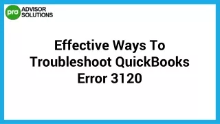Easy Way To Fix QuickBooks Error 3120