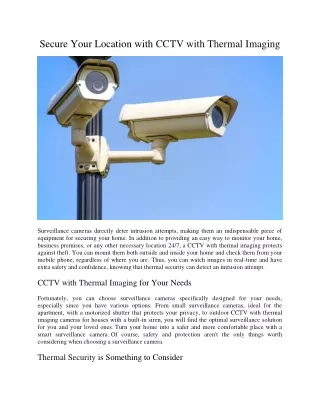 Secure Your Location with CCTV with Thermal Imaging