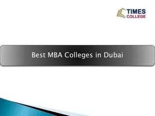 Best MBA Colleges in Dubai