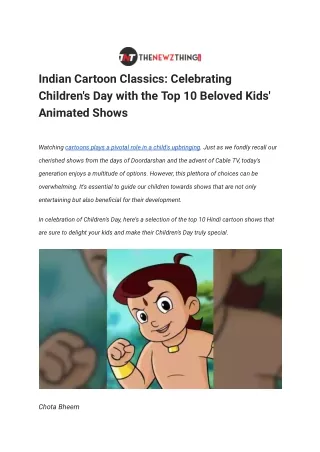 Indian Cartoon Classics_ Celebrating Children's Day with the Top 10 Beloved Kids' Animated Shows