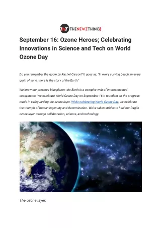 September 16_ Ozone Heroes; Celebrating Innovations in Science and Tech on World Ozone Day