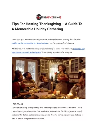 Tips For Hosting Thanksgiving – A Guide To A Memorable Holiday Gathering