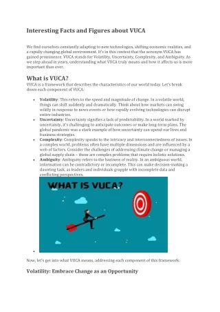 Interesting Facts and Figures about VUCA