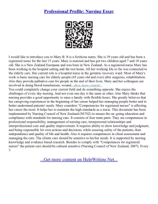 Nursing Profession Essay