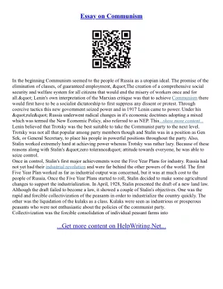 Communism Essay