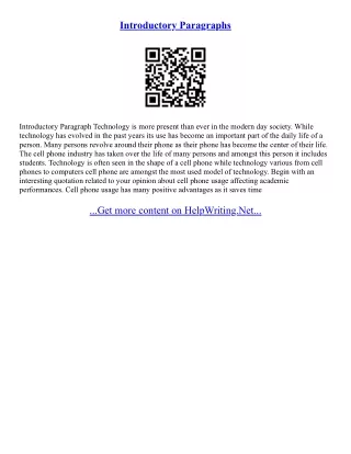 How To Write A Introductory Paragraph For An Essay