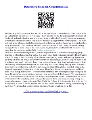 Graduation Essay Examples