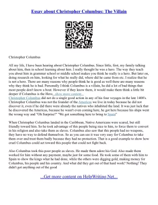 Essay On Christopher Columbus