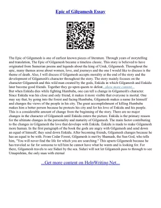 Gilgamesh Essay Topics