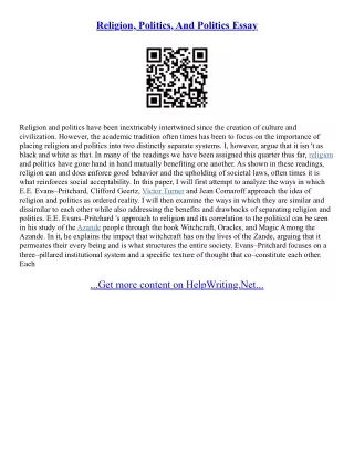 Religion And Politics Essay