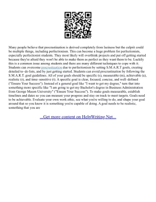 Essays On Procrastination
