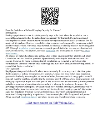 Essay On Human Population