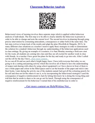 Classroom Behavior Essay