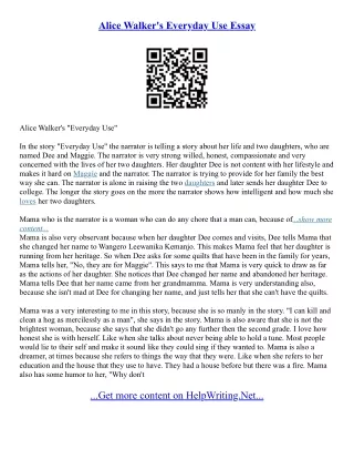 Alice Walker Everyday Use Essay
