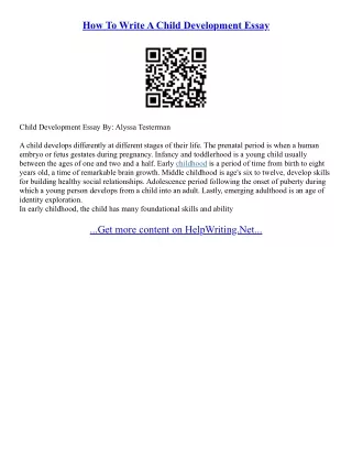 Child Development Essays